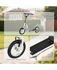 Glintex Youth Kick Scooter with 12" Wheels, Adjustable Handlebar and Caliper Dual Brakes, 220 lbs Capacity, Ages 5+