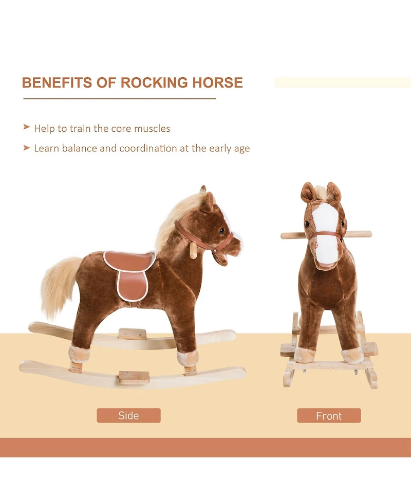 Glintex Ride On Rocking Horse Plush Rocker With Realistic Sounds, Holds 88 lbs, Ages 3+