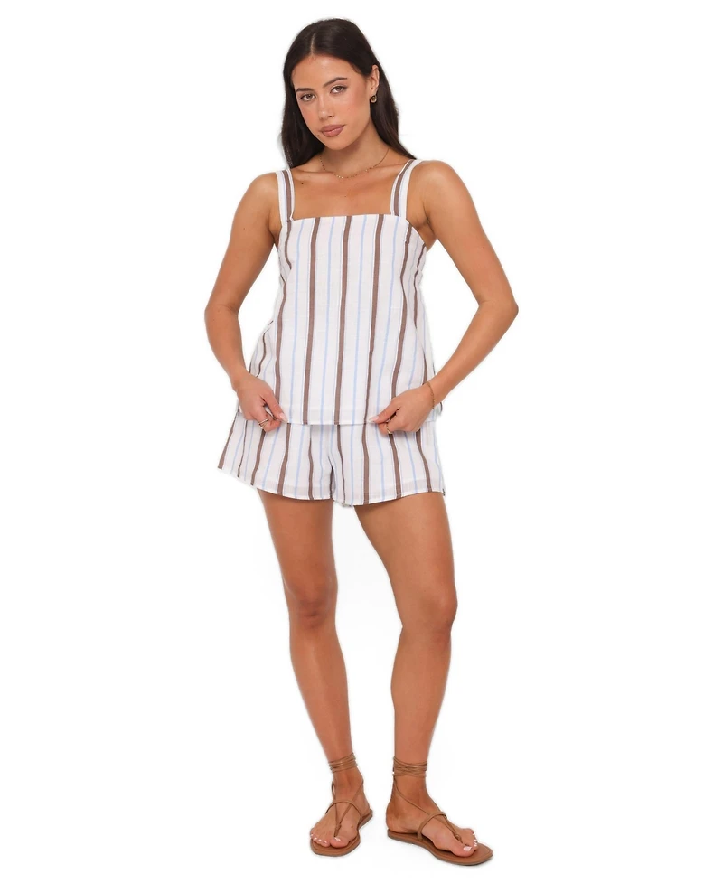 Petal and Pup Women's Sallie Square Neckline Pull-On Top Shorts, 2-Piece Set