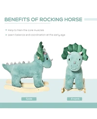 Glintex Plush Ride-On Rocking Triceratops with Realistic Sounds, Holds 99 lbs, Ages 3-6