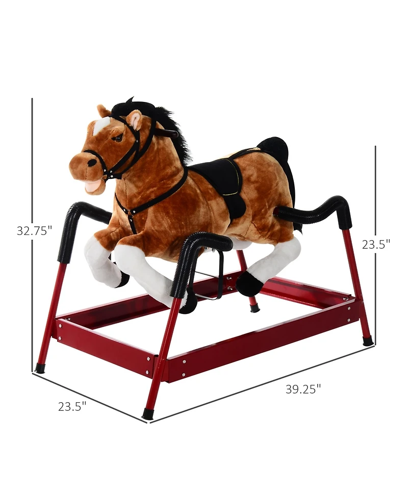 Glintex Spring Rocking Horse, 41.5"L x 23"W x 32.5"H, Plush with Metal Frame, Supports Up to 132 lbs, Ages 3+