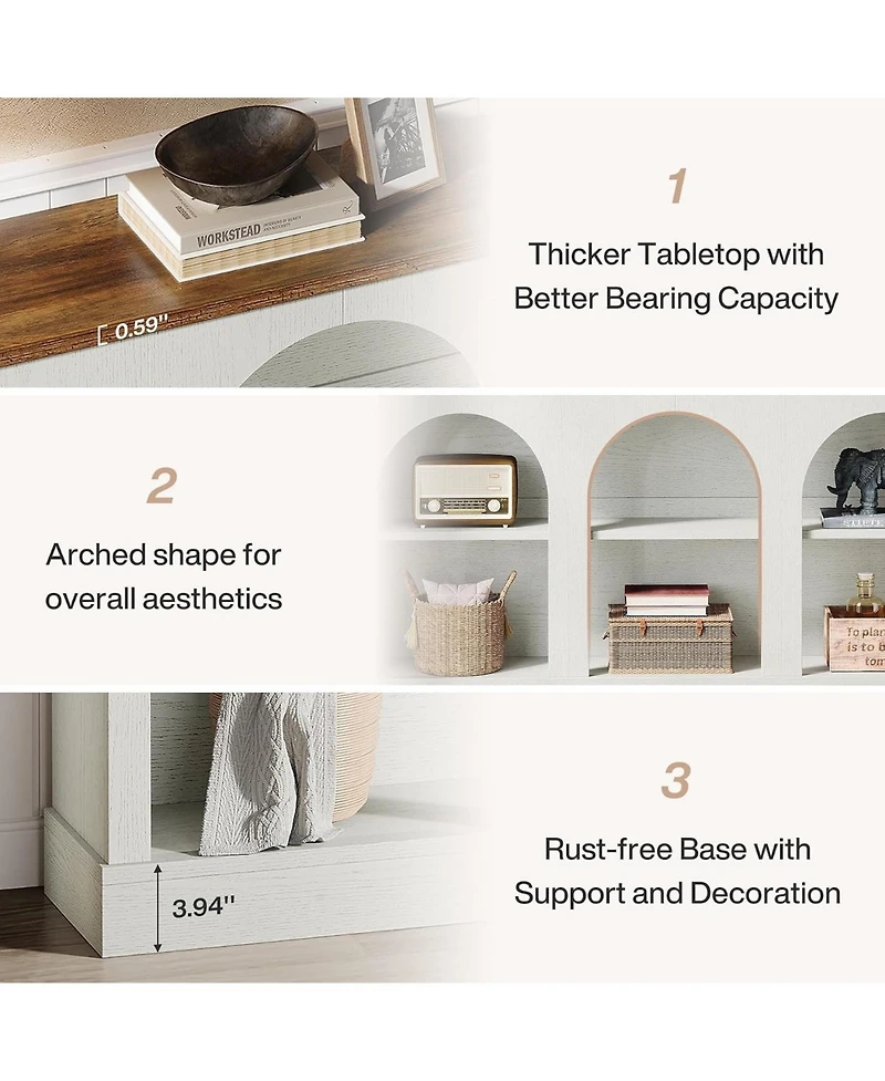 Tribesigns 3-Tier Console Table, 63" Long Arched Entryway Table