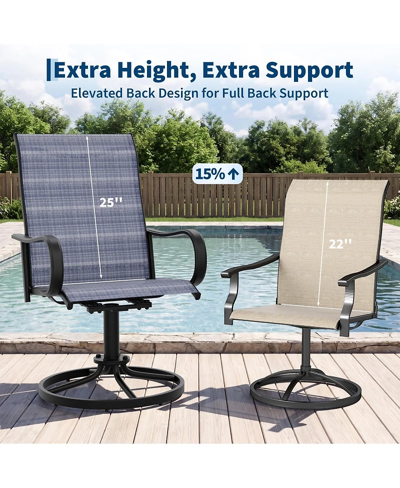homfan 8-Pack 40" H Patio Swivel Chairs, Outdoor Rotating Lounge Chairs with 360-Degree Swivel for Garden Deck Balcony