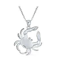 Bling Jewelry Sand Crab Pendant Necklace Created Blue Opal Tropical Nautical Beach .925 Sterling Silver