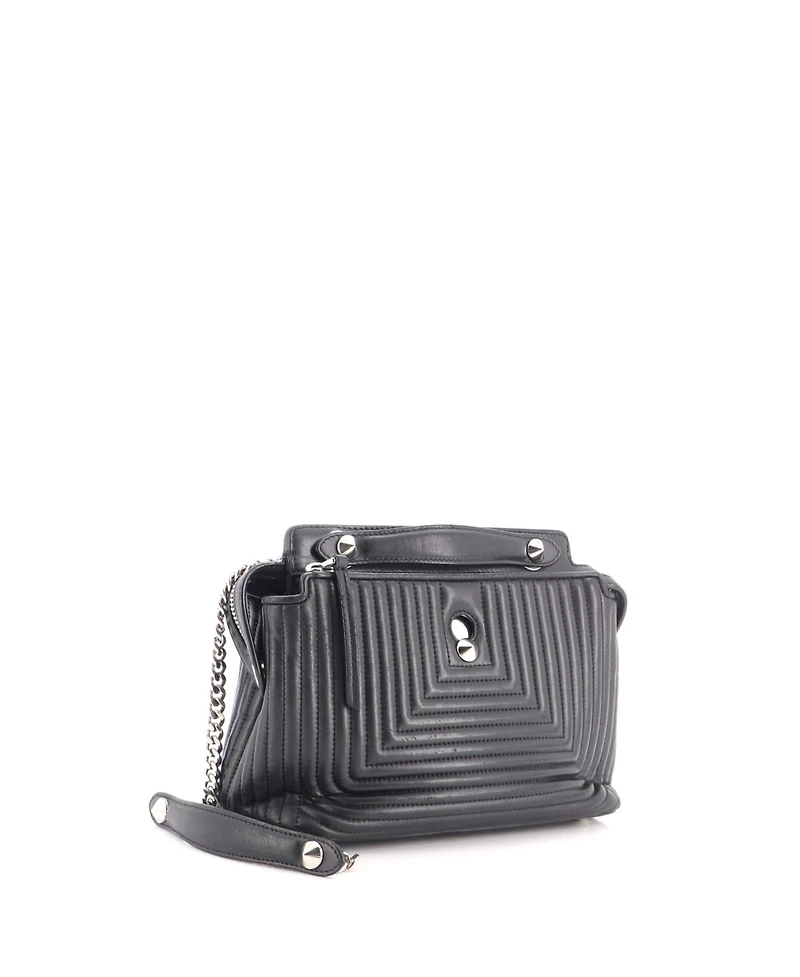 Pre-Owned Fendi Small DotCom Click Shoulder Bag Quilted Leather