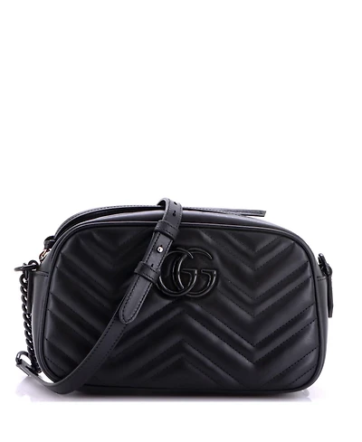 Pre-Owned Gucci Small Gg Marmont Monochrome Shoulder Bag Matelasse Leather