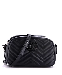 Pre-Owned Gucci Small Gg Marmont Monochrome Shoulder Bag Matelasse Leather