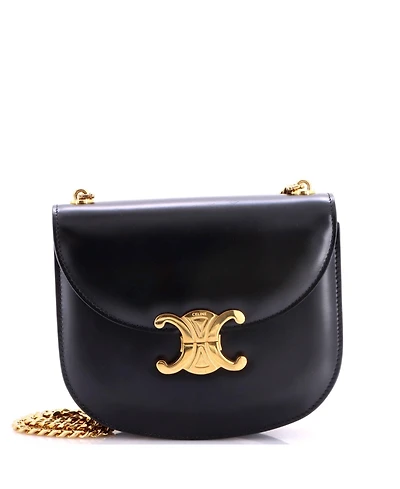 Pre-Owned Celine Triomphe Besace Clea Small Crossbody Leather Shoulder Bag, 7" W x 6" H x 2" D
