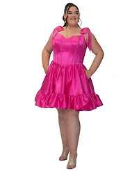 Sydney's Closet Plus Playful Corset Satin Ruffle Dress