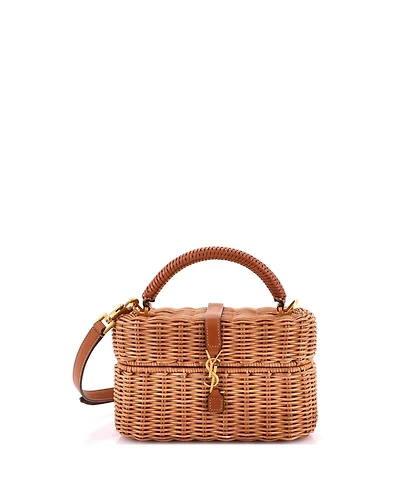 Pre-Owned Saint Laurent Gaby Top Handle Vanity Bag Wicker with Leather
