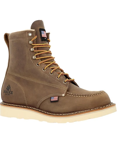 Rocky Men's Heritage 32 8-Inch Moc Toe Leather Work Boots