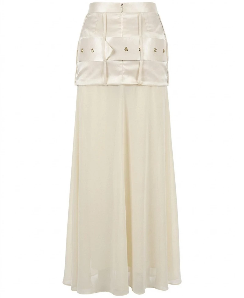 Modenaire Women's High-Waisted Sheer Maxi Skirt