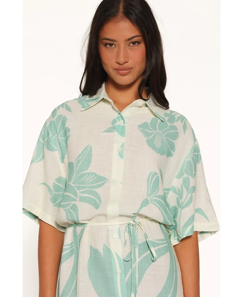 Petal and Pup Women's Karmon Floral-Print Button-Down Mini Dress