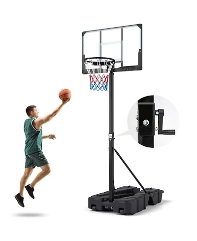 Glintex Basketball Hoop, Foldable 7.54 to 10 ft Stepless Adjustable System with 44 x 27.5 in Pc Backboard and 352 lb Fillable Base