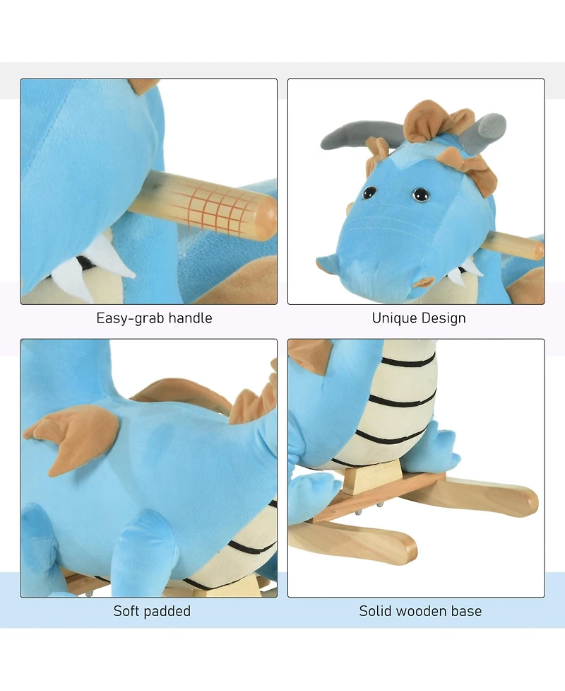 Glintex Plush Rocking Dinosaur with Realistic Dinosaur Sounds, Holds 66 lbs, Ages 18-36 Months