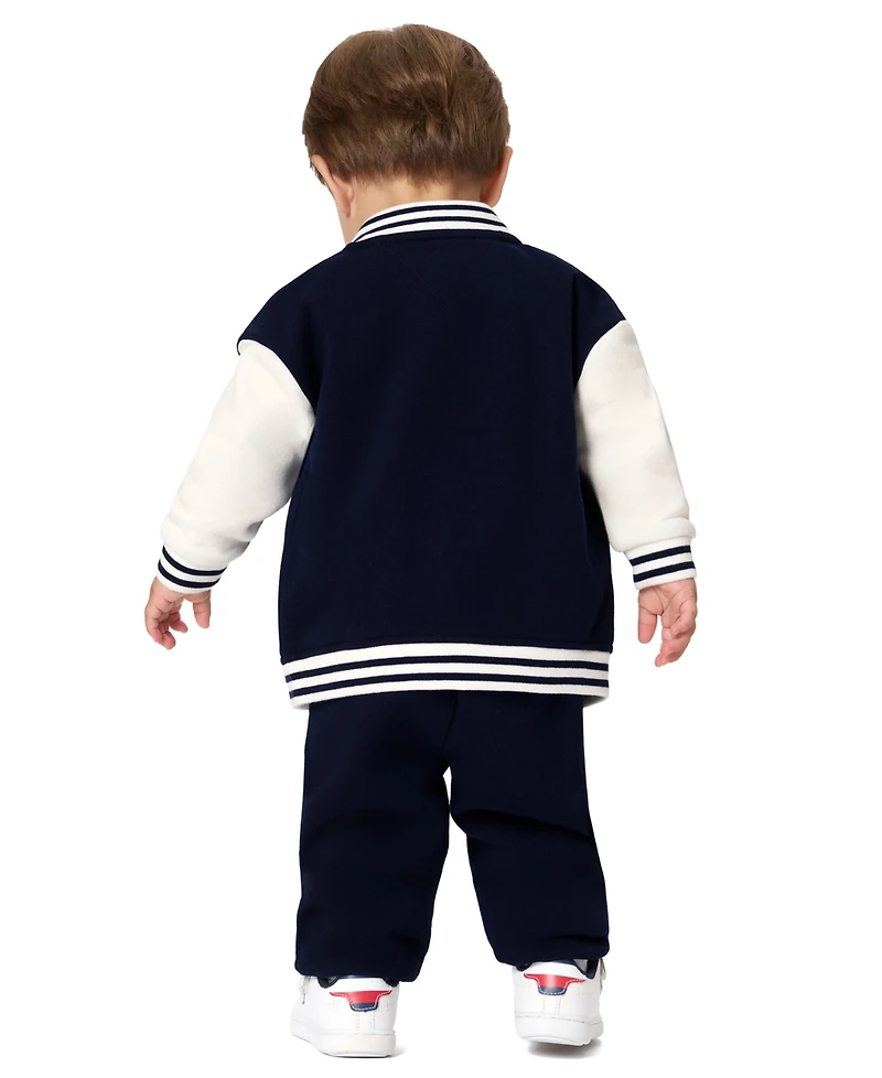 Tommy Hilfiger Baby Boys' Fleece Varsity Jacket, T-Shirt and Jogger Pants, 3-Piece Set