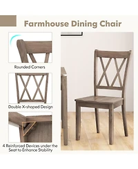 Mecale Set of 2 Cross Back Rubber Wood Dining Chairs