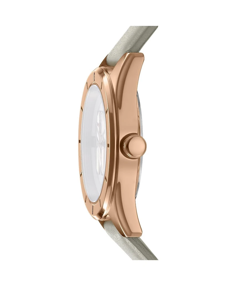 Dkny Women's Quartz Chambers Midi Silver-Tone Leather Watch, 34 mm
