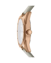 Dkny Women's Quartz Chambers Midi Silver-Tone Leather Watch, 34 mm