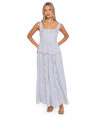 Petal and Pup Women's Kyla A-Line Sleeveless Contrast Print Trim Maxi Dress