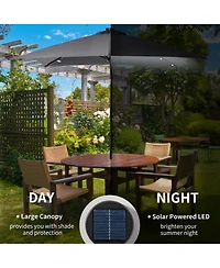 Outsunny 9' x 7' Solar Umbrella, Patio Umbrella with Led Lights