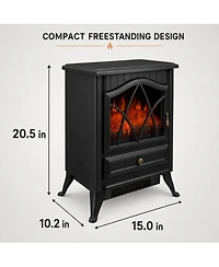 Freestanding Electric Fireplace Stove Heater, Portable Indoor Space Heater With Realistic Led Flame Effect And Quiet Operation For Living Room, Office