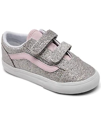 Vans Toddler Girls' Old Skool V Glitter Low-Profile Hook-and-Loop Sneakers from Finish Line