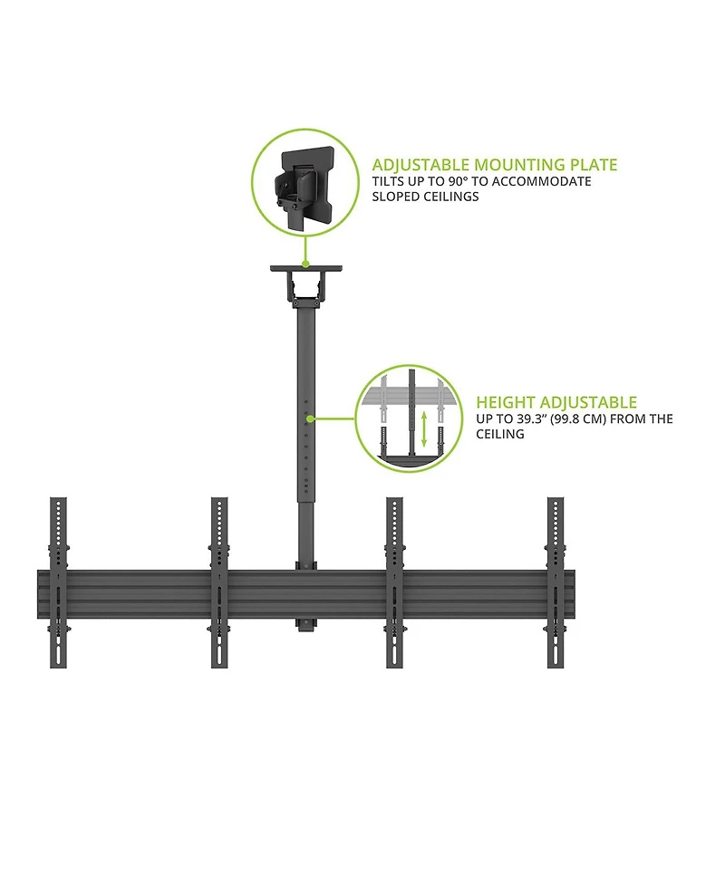 Kanto MBC211T Menu Board Ceiling Mount System with Tilting Arms for 40" - 60" TVs (2 Screens)