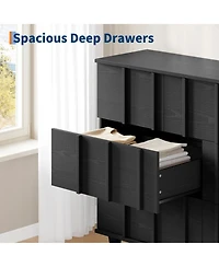 Modern 5 Drawer Tall Dresser Chest, Sleek Fluted Front Panels, Space Saving Clothing Storage Cabinet Designed For Compact Bedroom