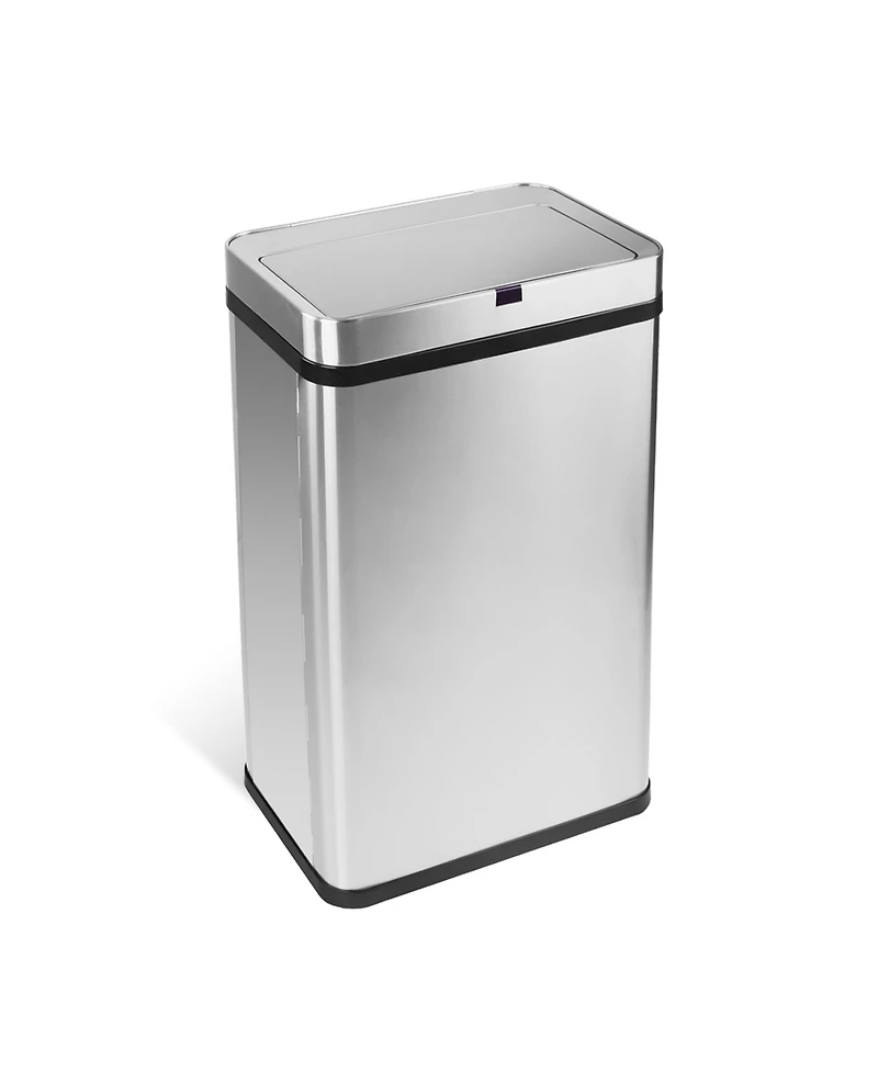 Mega Casa 16 Gallon Stainless Steel Rectangular Motion Sensor Trash Can with Silent Close Lid and Stay-Open Feature