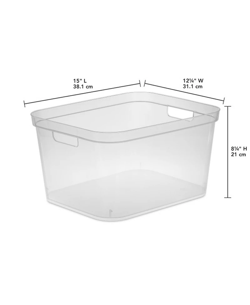 Sterilite 8.25x12.25x15 In Storage Bin w/ Carry Through Handles, Clear (24 Pack)