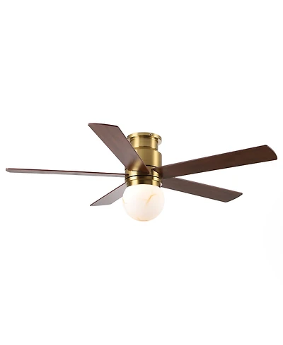 Parrot Uncle 52 Modern Plating Globe Glass Flush Mount Ceiling Fan with Light and Remote