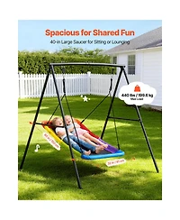 Glintex Backyard A-Frame Swing Stand, 60 x 32 in Saucer Seat, Carbon Steel, 440 lb Load Capacity, Ages 3+