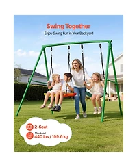 Glintex Backyard A-Frame Swing Stand, 32 in Saucer and Belt Seat, 440 lb Capacity, Ages 3-12