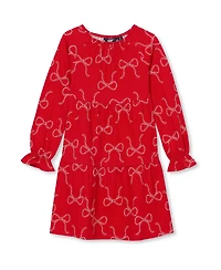 Lands' End Girls Long Sleeve Tiered Knit Dress