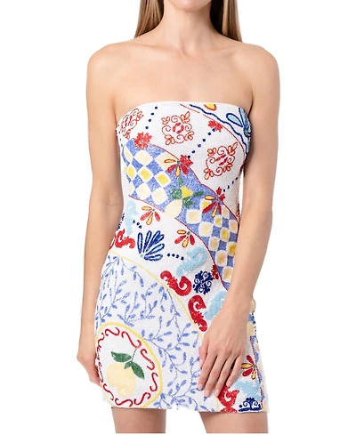 Self-Adore Women's Senorita Hand Beaded Embellished Mini Dress
