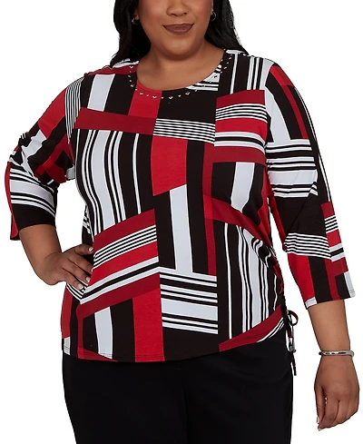 Alfred Dunner Plus Slashed Glass Knit Top