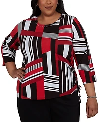 Alfred Dunner Plus Slashed Glass Knit Top