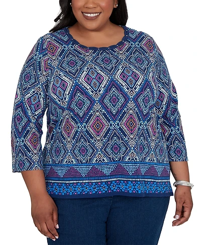 Alfred Dunner Plus Kaleidoscope Print Knit Top
