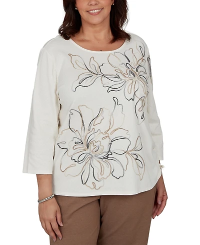 Alfred Dunner Plus Floral 3/4-Sleeve Top