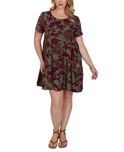 Ruby Rd. Plus Size Tropical Print Short-Sleeve Dress