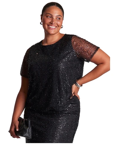 Estelle Women's Zaya Sequin Relaxed Short Sleeve Top