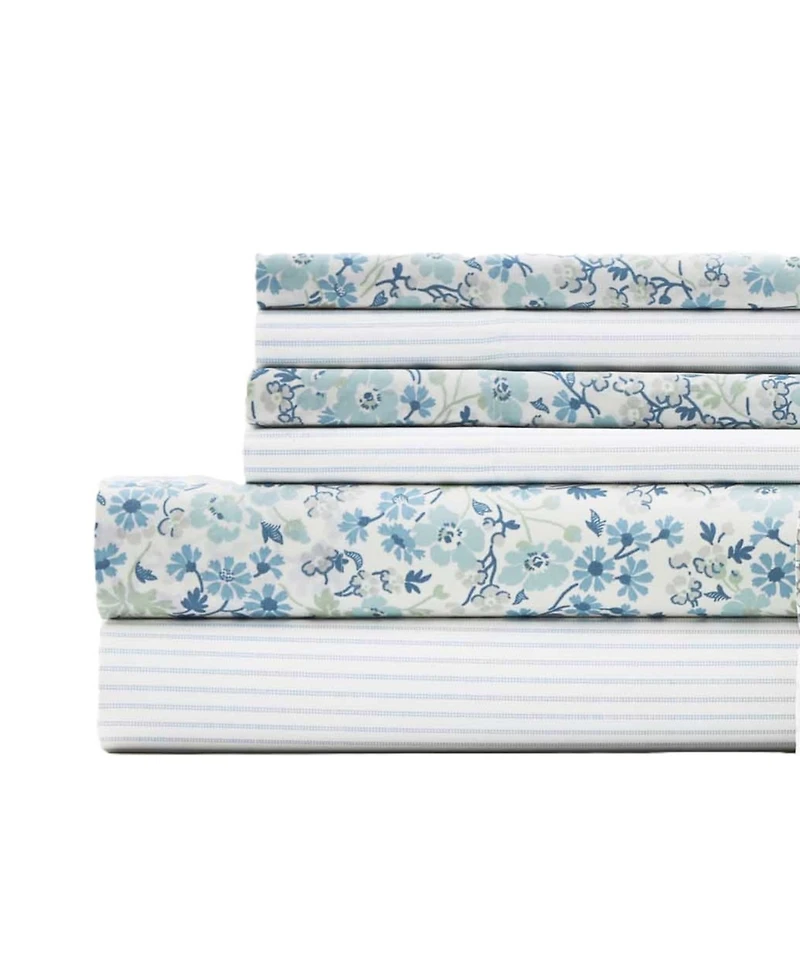 Laura Ashley Jaynie Ticking Stripe 6-Pc. Sheet Set