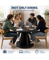 homfan Round Dining Table, Modern Pedestal Kitchen Table with 1.18" Thick Tabletop & Sturdy Base, Seats 4