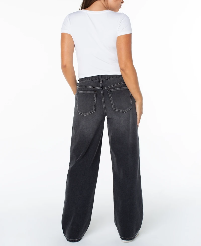 Celebrity Pink Juniors' Dark-Wash Mid-Rise Straight-Leg Denim Jeans