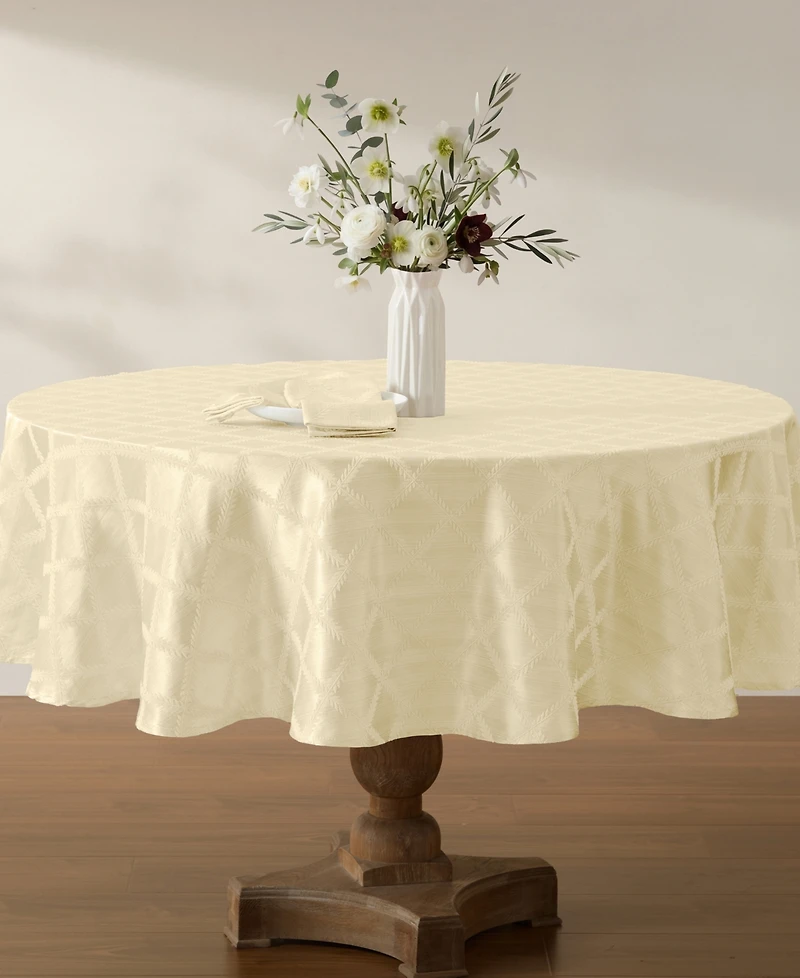 Lenox Laurel Leaf Ivory Round Tablecloth, 90" x 90"