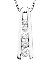 Five-Stone Diamond Journey Pendant Necklace (1 ct. t.w.) 14k Yellow or White Gold