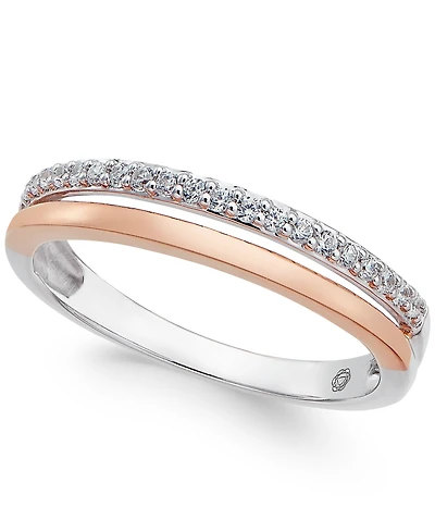 Diamond Split Band (1/8 ct. t.w.) in 14K White and Rose Gold, 14K White and Yellow Gold or 14K White Gold