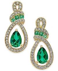 Emerald (1-1/5 ct. t.w.) and Diamond (1/4 ct. t.w.) Drop Earrings in 14k Yellow Gold (Also Available in Ruby)