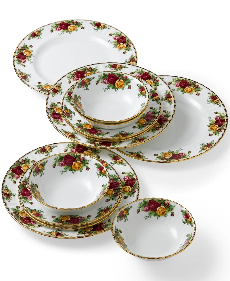 Royal Albert Old Country Roses 12-Piece Dinnerware Set, Service for 4